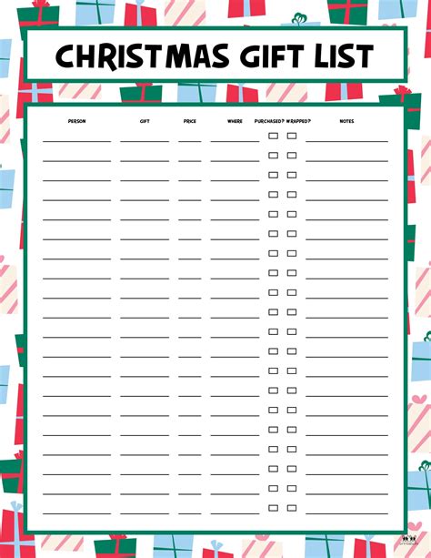 24+ Christmas Gift List Templates