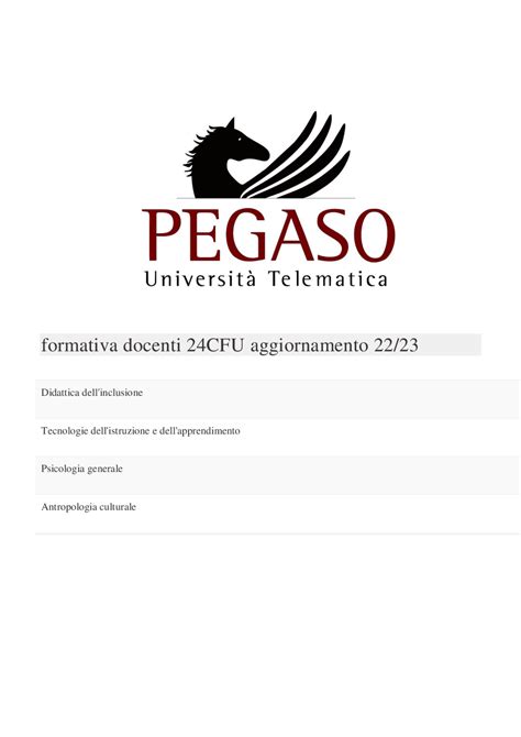 24 cfu insegnamento pegaso