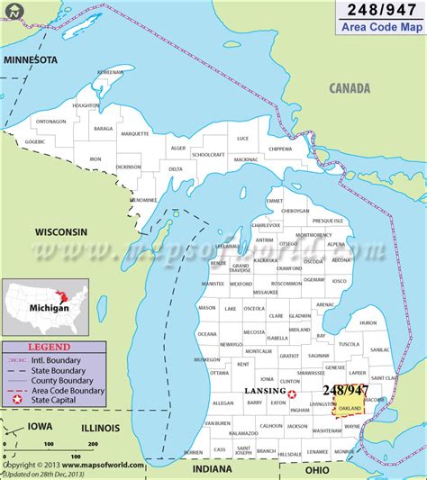248 Area Code Michigan Map