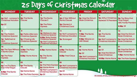 25 Day Calendar