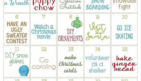 25 Days Of Christmas Calendar Ideas