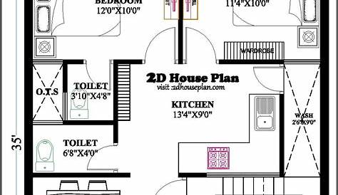 25 x 35 House Plan 850 sqft Home Plan 25 x 35 West
