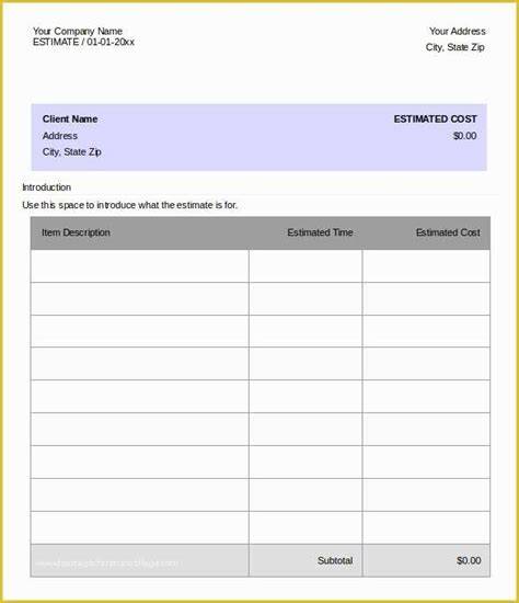 26+ Blank Estimate Templates - PDF, DOC, Excel, ODT