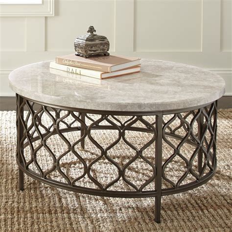 SENTERN Round Coffee Table with Caster Wheels and Unique Textured Surface
