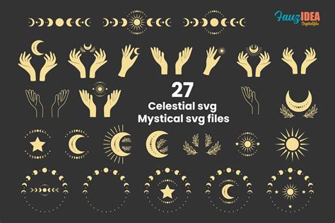 Download 27 Celestial Svg Bundle Commercial Use DXF Files