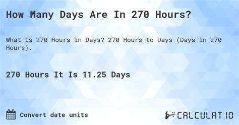Famous 270 Hours To Days