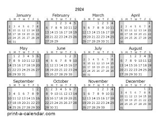 2924 Calendar Printable