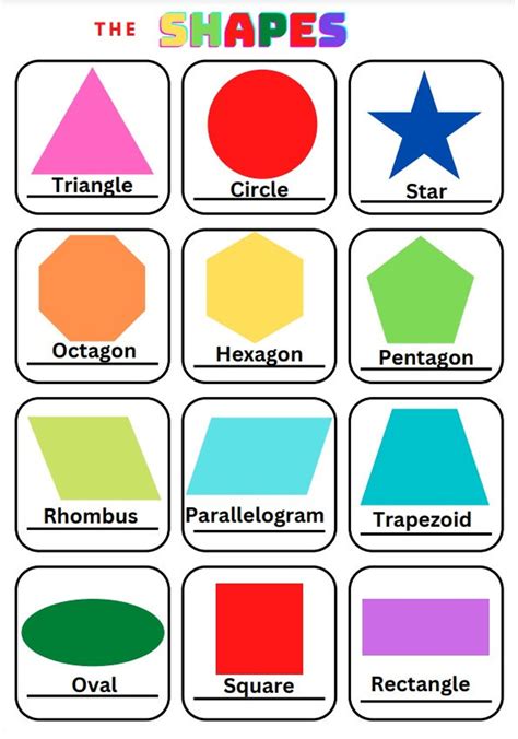2D Shape Flashcards Printable