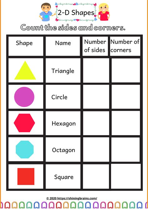2D Shape Worksheets For Kindergarten