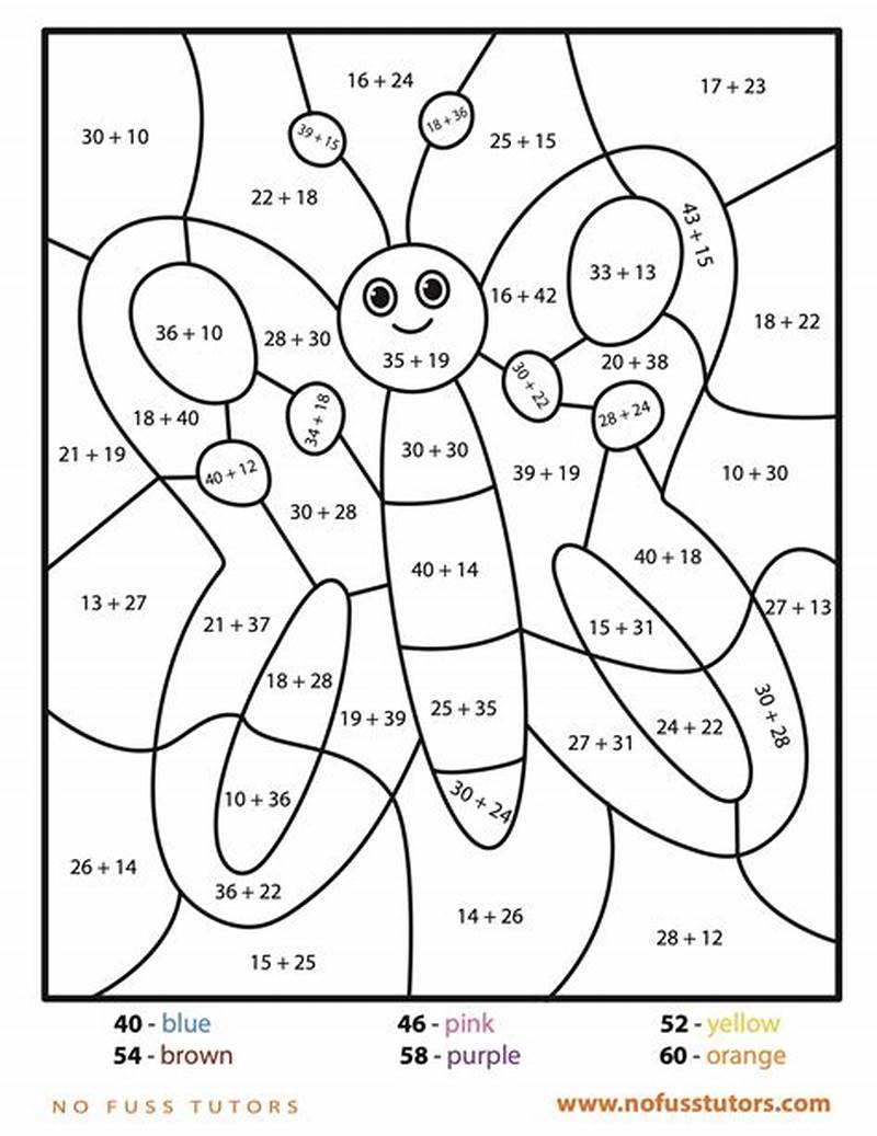 2nd Grade Math Addition Worksheet Coloring