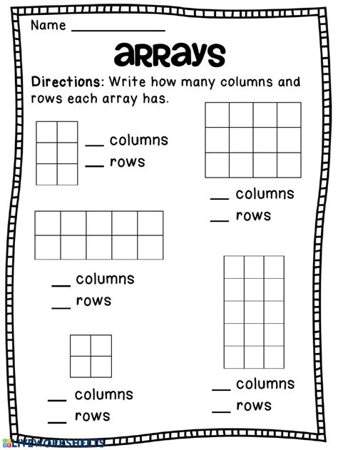 2nd Grade Math Worksheets Arrays