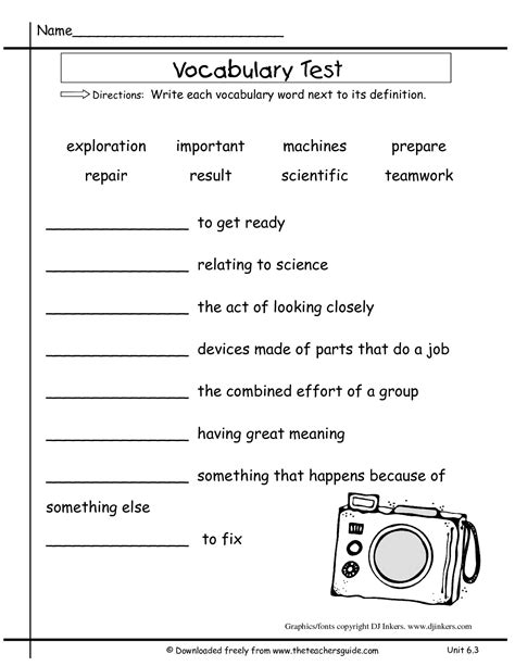 2nd grade science vocabulary worksheets