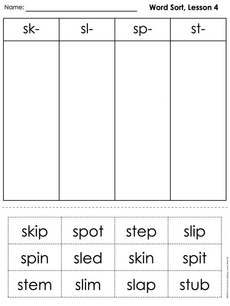 2Nd Grade Word Sort Printable