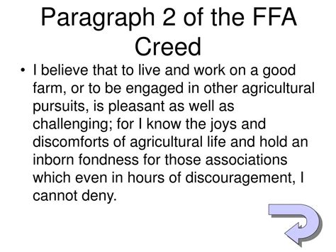 2nd paragraph ffa creed
