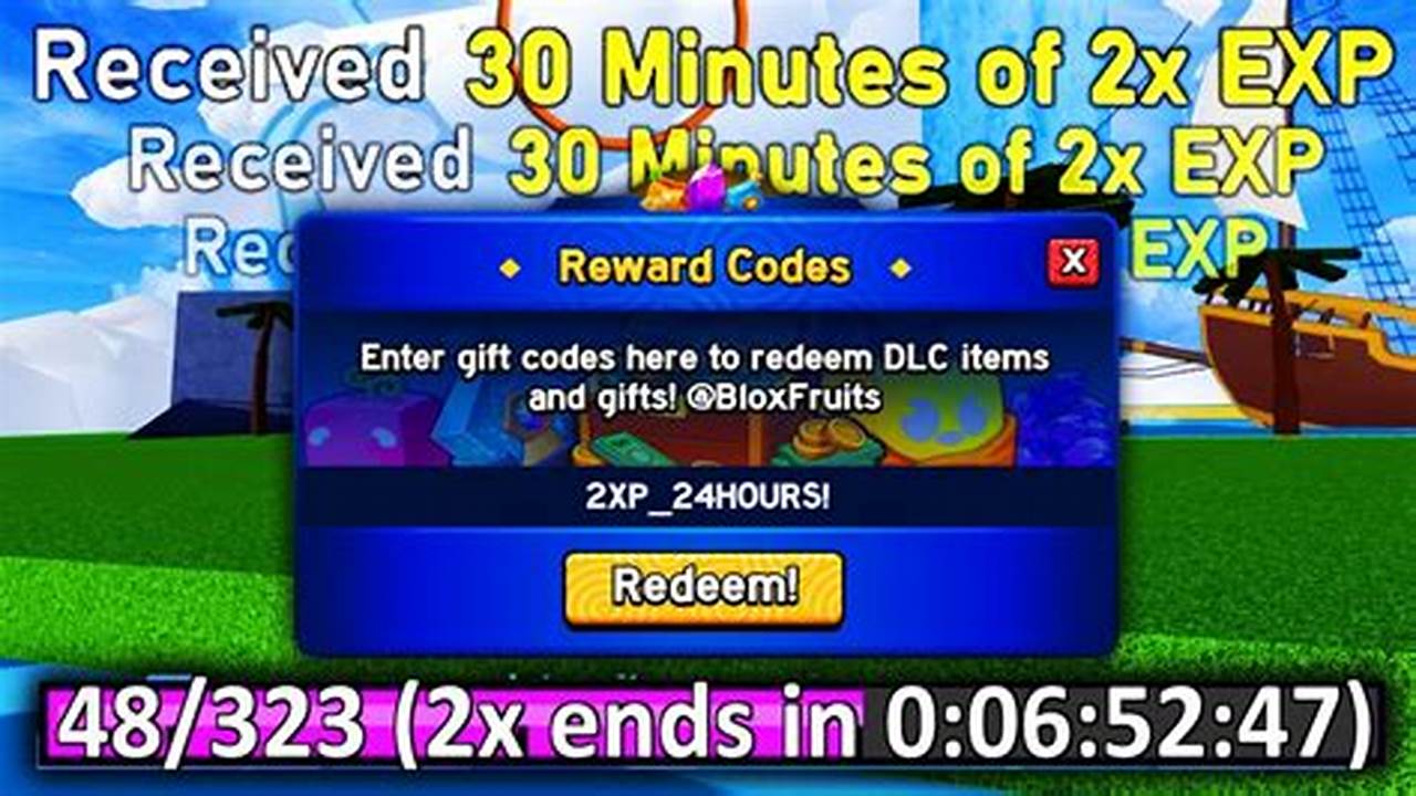 2x Exp Code In Blox Fruit New Code 2024 In