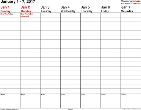 3 Day Calendar Template