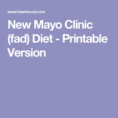 3 Day Mayo Clinic Diet Printable