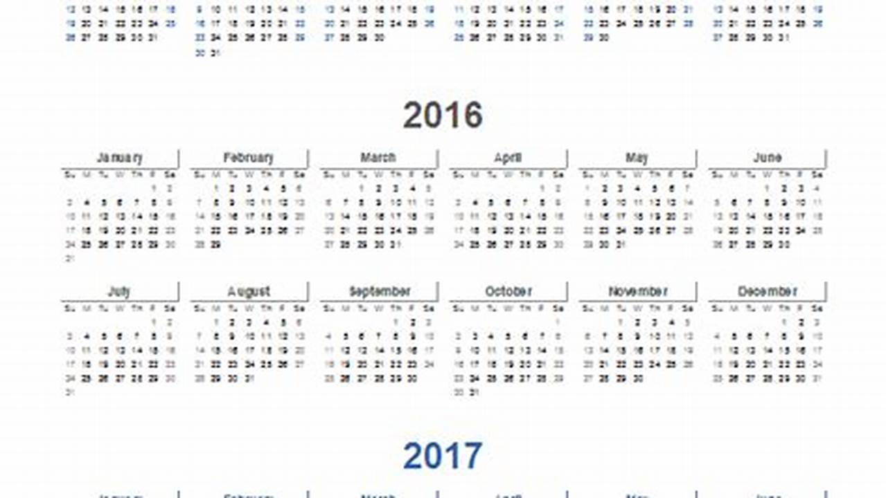3 Year Reference Calendar