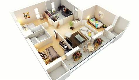 3 Bedrooms Simple House Design With Floor Plan 3d 25 More Bedroom D s