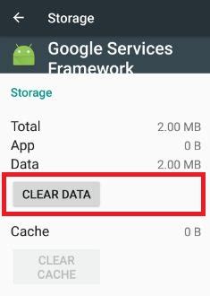 3: Clear Data from Google Services Framework