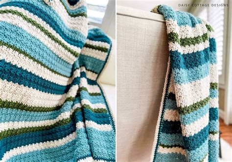 3 Color Striped Crochet Blanket