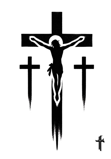 3 Cross Tattoo Stencil