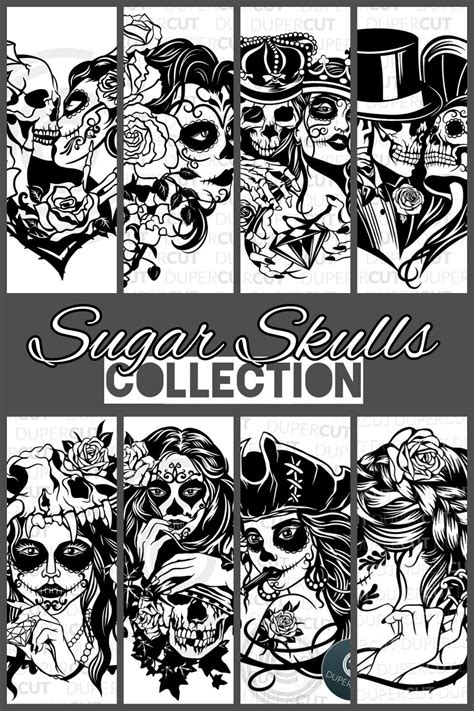 Download 3 Funny Sugar Skulls Designs Files DXF Files
