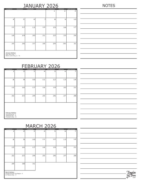 3 Month Calendar View Printable