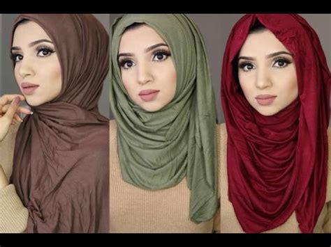 3 Simple Hijab Styles Using Jersey Material YouTube