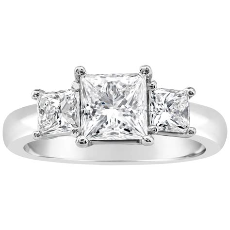 3 Stone Princess Cut Engagement Ring