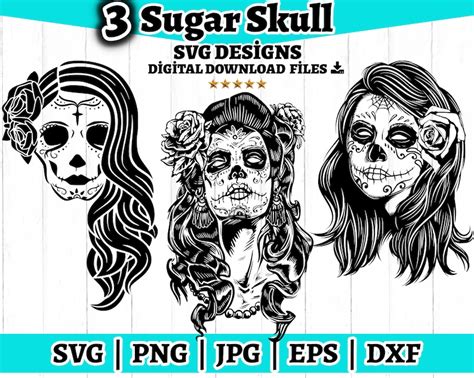 Download 3 Sugar Skulls Designs Files