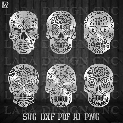 Download 3 Sugar Skulls Designs Files DXF Files