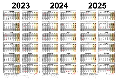 3 Year Calendar 2024 To 2025 Printable
