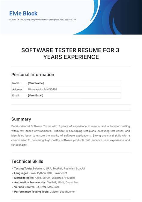 3 Year Experience Resume