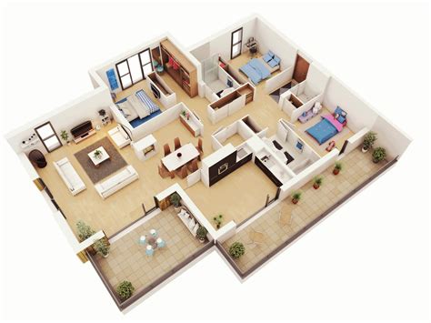 25 More 3 Bedroom 3D Floor Plans