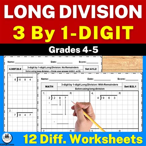 3 by 1 digit division printable template