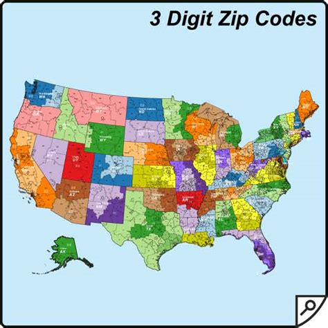 3 digit zip code list by state map