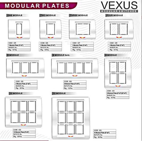 3 module switch board size in mm