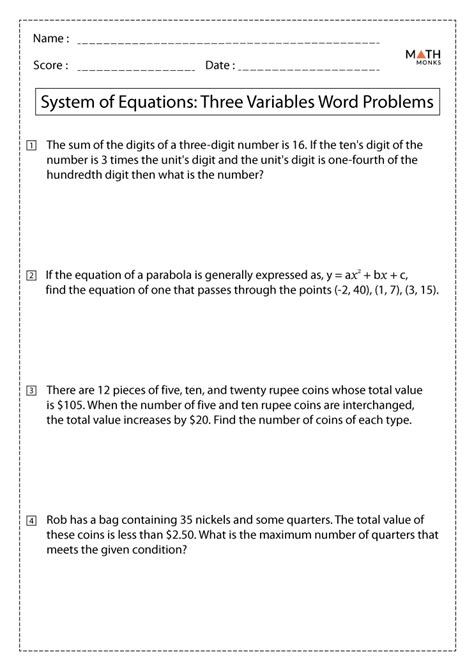 3 variable algebra problems