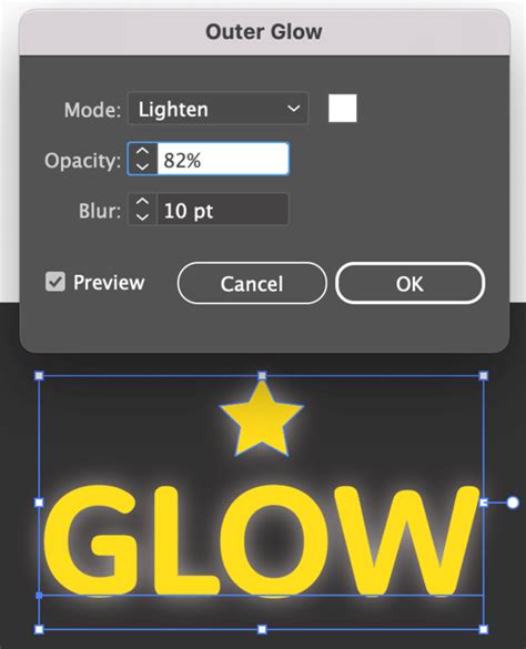 3. Add a coloured glow effect