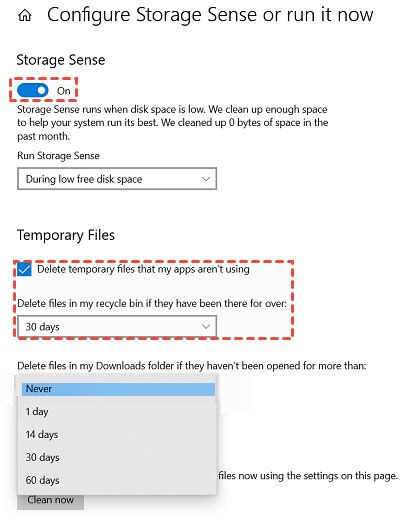 3. Automatically Delete Temporary Files using Storage Sense