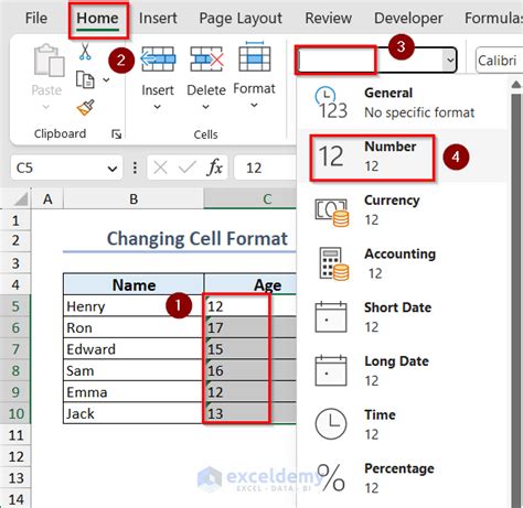 3. Changing Cell Format
