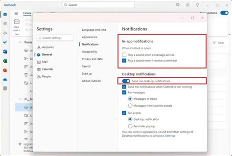 3. Check Outlook App Notification Settings