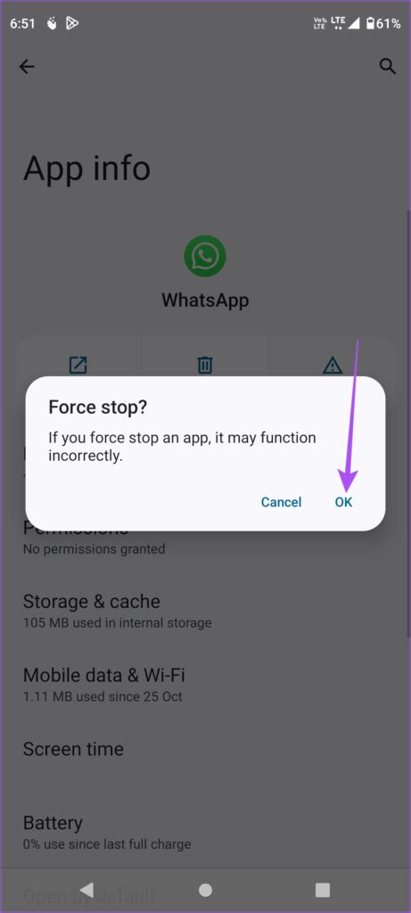3. Force Stop and Reopen WhatsApp