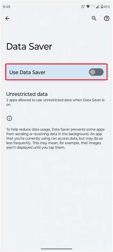 3. Turn off data saver