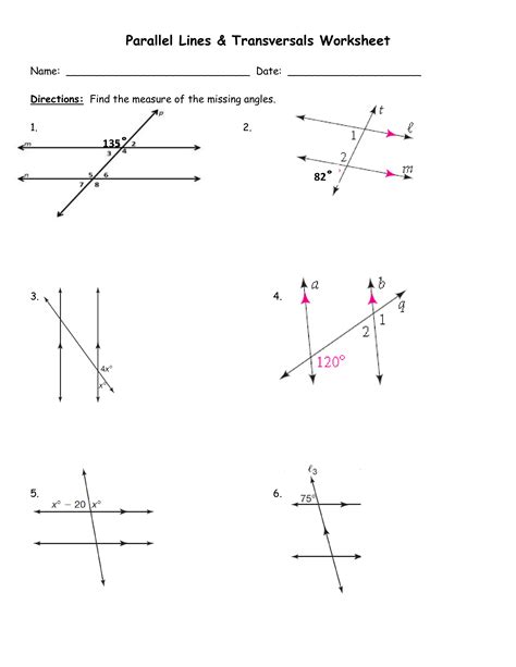 Parallel Lines And Transversals Worksheet Answers worksheet