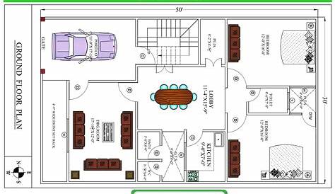 30 50 Plot Ka Naksha x House Plan 4Bhk With Car Parking,x Home Design