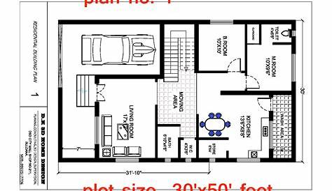Floor Plan for 30 X 50 Feet Plot 3BHK (1500 Square Feet