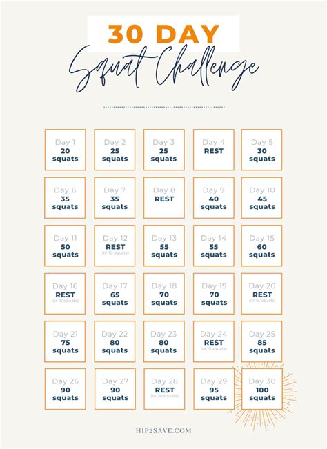 30 Day Squat Challenge Printable