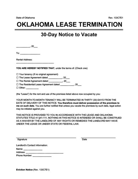 Free Oklahoma uitzetting Notice Forms Process and Laws PDF / Word